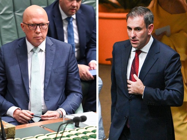 Jim Chalmers and Peter Dutton at Federal Budget