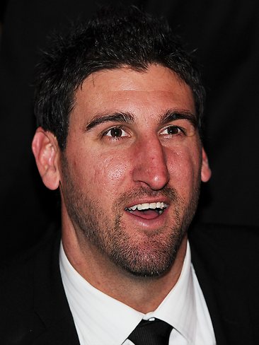 West Coast's Dean Cox watches the Brownlow Medal count. Picture: Michael Dodge