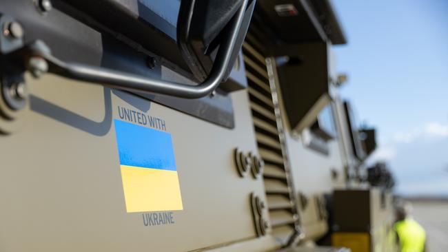 "United with Ukraine" and the Ukraine flag have been painted onto the sides of Australian Army Bushmaster Protected Mobility Vehicles we have previously supplied to Ukraine.