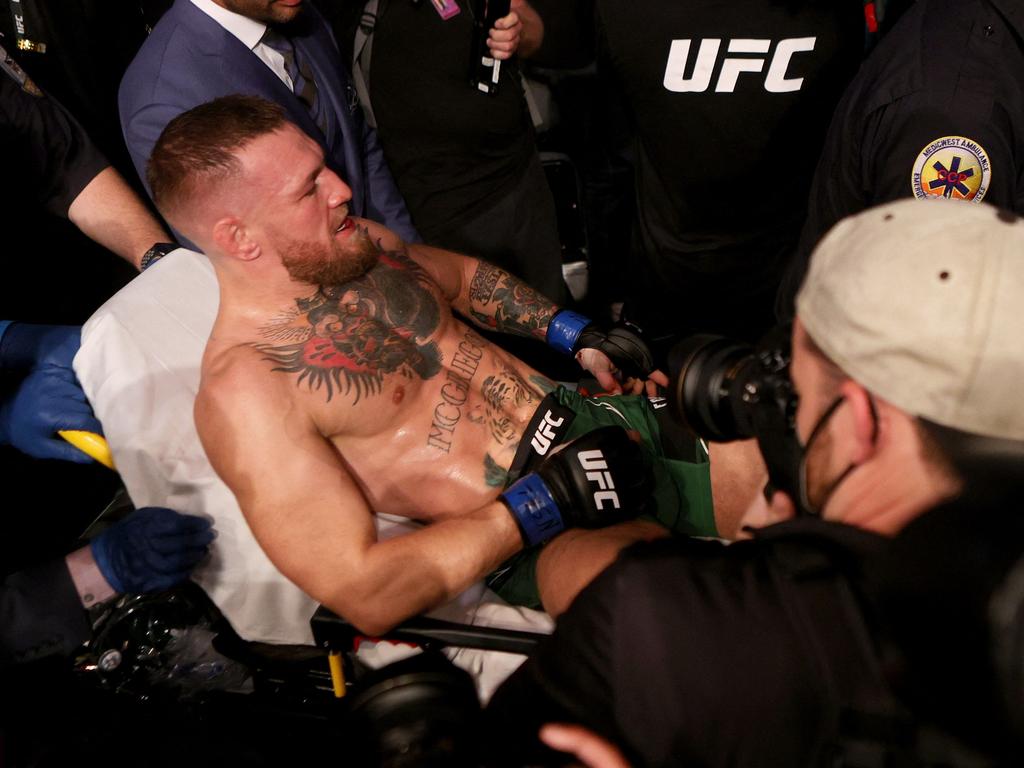 McGregor left the fight on a stretcher.