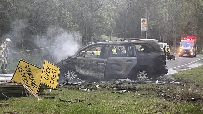 One of the cars involved in a horror Bonogin car crash.