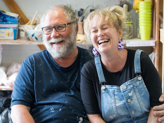 Ally and Barney Weinrauch of Redraku pottery at Redcliffe for Moreton Life ONLY. Phone Kylie Knight 3480 8226.