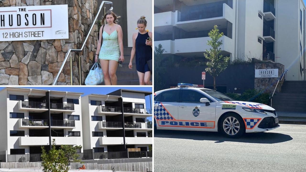 Top left: Two women leave The York and Hudson Residences at 10-12 High Street without masks. Right: A police car drives past the 12 High Street unit complex which has faced a Covid-19 scare.