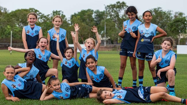 Under-10s compete in the first Darwin Buffaloes NTFL home game against Wanderers at Woodroffe Oval. Picture: Pema Tamang Pakhrin