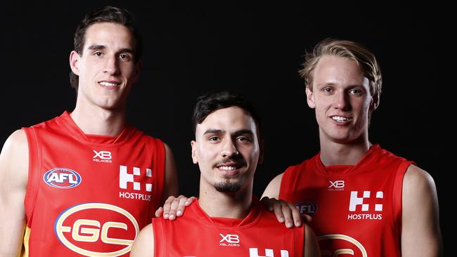 Gold Coast’s prized trio of Ben King, Jack Lukosius and Izak Rankine. Picture: AAP Image/Daniel Pockett