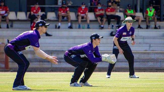 Michael Kudra wicketkeeping for the Southern Storm. Picture: Celina Whan