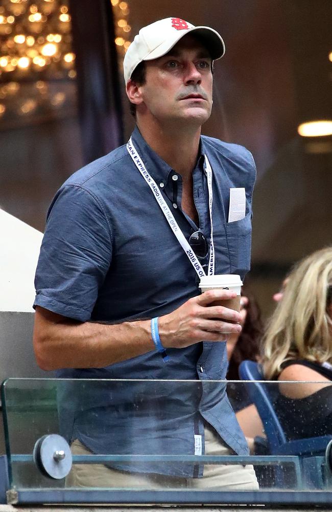 Jon Hamm attends the Women’s Singles Final Match between Karolina Pliskova of the Czech Republic and Angelique Kerber of Germany on Day Thirteen of the 2016 US Open at the USTA Billie Jean King National Tennis Center on September 10, 2016. Picture: Getty