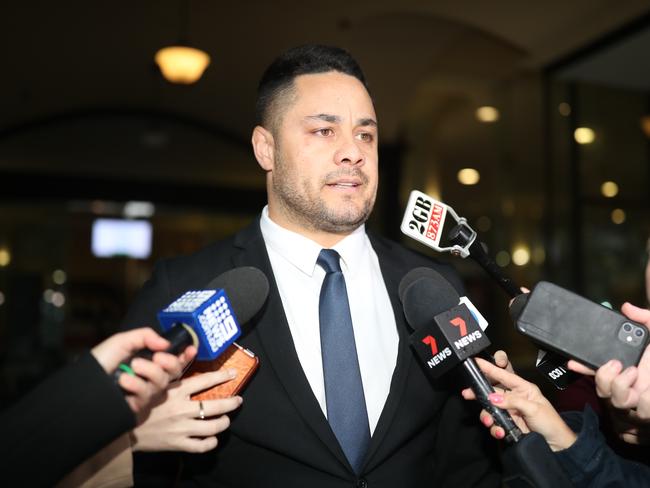 SYDNEY, AUSTRALIA - NewsWire Photos MARCH 22, 2021 - Former NRL superstar Jarryd Hayne who has been found guilty of counts of sexual assault, leaving the Downing Centre in Sydney.Picture: NCA NewsWire / Christian Gilles