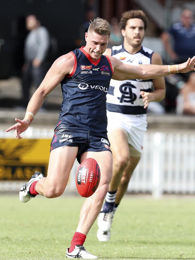 Michael Talia is a chance to return from a back injury for Norwood’s semi-final clash with Woodville-West Torrens. Picture: Sarah Reed