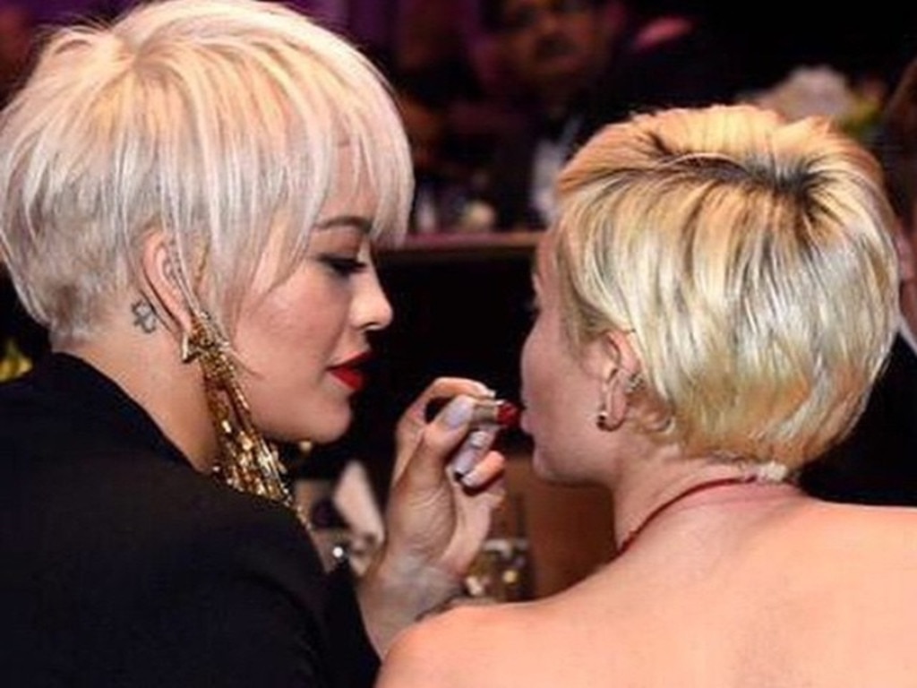 Besties, "Make up by @ritaora." Picture: Miley Cyrus/Instagram