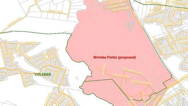 Map showing the area of the proposed new suburb name Nirimba Fields. Picture: Supplied