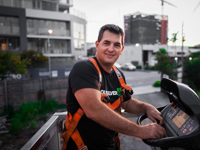 NEWS_Chris Powell pictured here on the crane shortly before he was killed in a crane accident in Brisbane.l 4/2/2016. Pictures: Brendan Powell