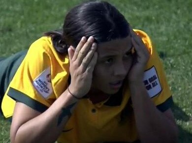 Sam Kerr after missing a chance at goal.