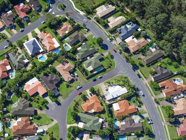 Aerial view of australian suburban houses