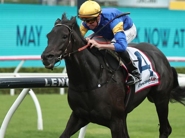 SYDNEY, AUSTRALIA - APRIL 26: Nash Rawiller riding Punch Lane win Race 8 Precise Air during Sydney Racing at Royal Randwick Racecourse on April 26, 2025 in Sydney, Australia. (Photo by Jeremy Ng/Getty Images)