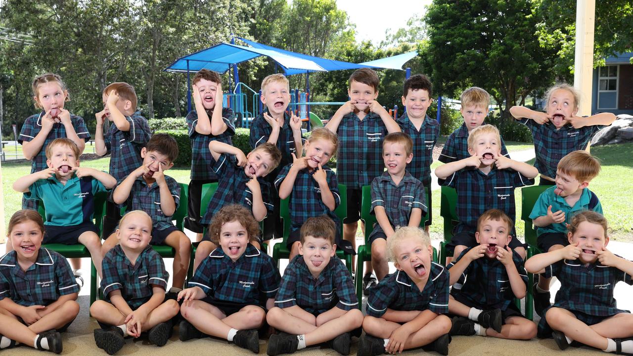 My First Year: Mudgeeraba Creek State School Prep B. Front row: Anna, Ryder, Emily, Ruben, Emerson, Asher, Remi. Middle row: Archie, Braxton, Oliver, Marnie, Harley, Harvey, Liam. Back row: Chloe, Jake, Oscar, Jaxon, Noah, Ari, Xavier, Ada. Picture Glenn Hampson. ,