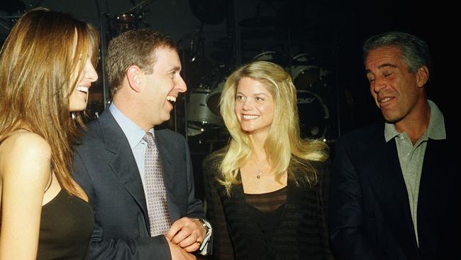 Melania Trump, Prince Andrew, Gwendolyn Beck and Jeffrey Epstein at a party at the Mar-a-Lago club, Palm Beach in 2000. Picture :Getty Images.