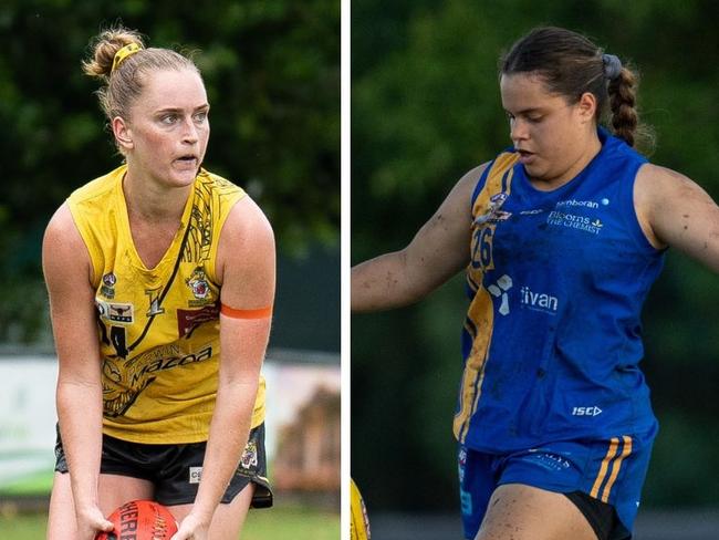 Gabrielle Deller for Nightcliff and Jessica Lloyd for Wanderers in the 2024-25 NTFL season.