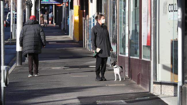 A Melbourne street here businesses have been hard hit by the city’s lockdowns. Picture: David Crosling