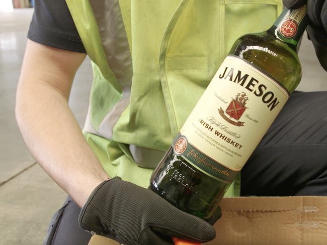 Irish whiskey uncovered in a raid by Australian Border Force. Picture: Australian Border Force