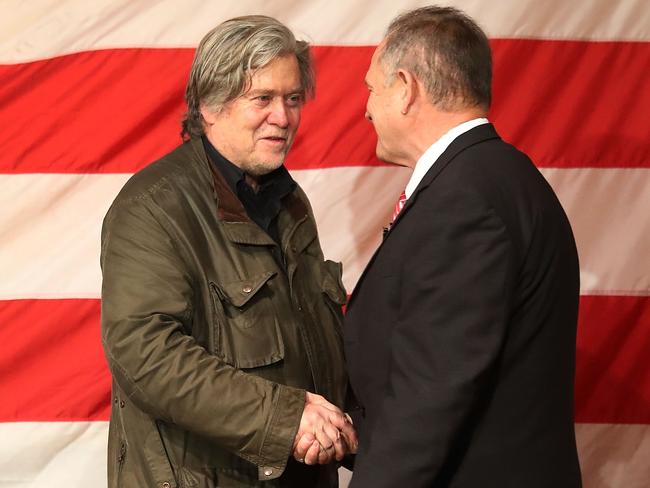 Mr Bannon with Roy Moore. Picture: Joe Raedle/Getty Images/AFP