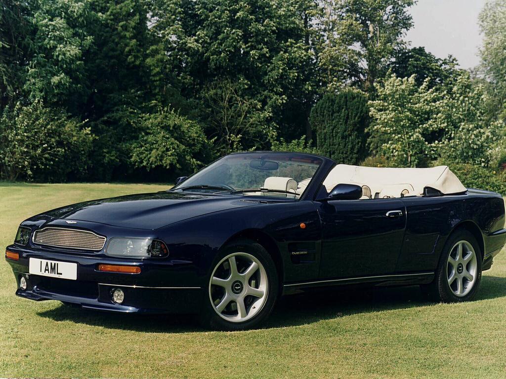 The Aston Martin V8 Volante convertible sports car.