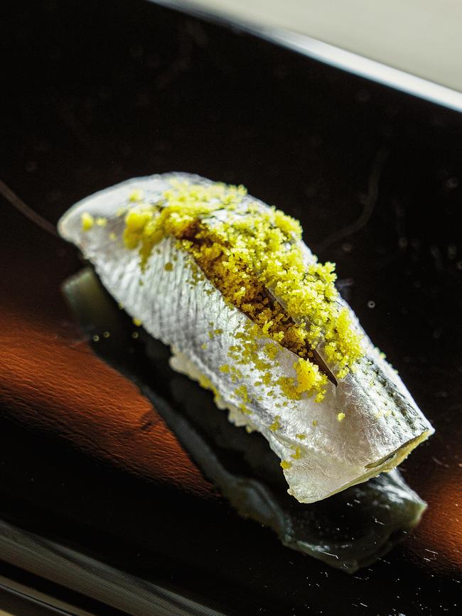 Iwashi nigiri at Iigura. Picture: Chris Schalkx.