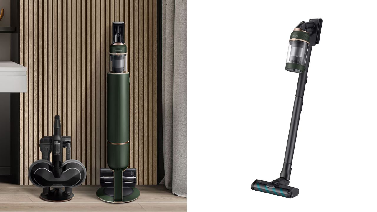 Tackle every corner of the house with up to two hours of runtime with the Samsung Bespoke Jet Plus Complete Stick Vacuum Cleaner. Picture: Samsung.