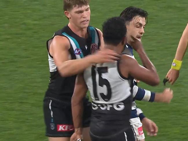 Willie Rioli and Brad Close in 2024. Fox Footy