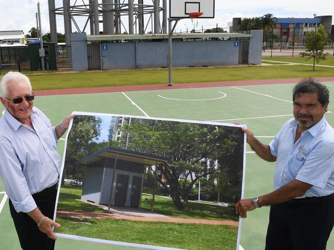 Darwin Lord Mayor Kon  Vatskalis  with  Darwin Alderman Peter Pangquee, Darwin Council  will invest $5 million into the building better suburbs projects to upgrade community infrastructure to achieve a "city of colour"   Picture Katrina Bridgeford.