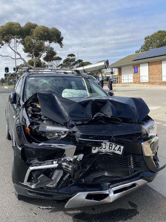 The victim’s car was heavily damaged. Picture: Georgia Westgarth/9 News