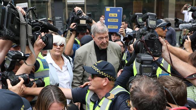 Catholic Cardinal George Pell is seen leaving the County Court in Melbourne today. Picture: David Crosling/AAP