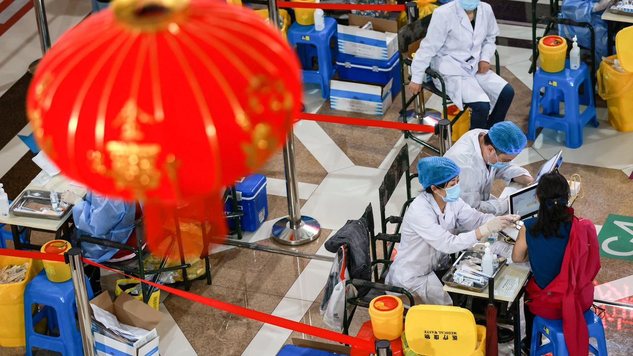 China claims to have vaccinated 100 million people in just five days. Picture: STR/AFP