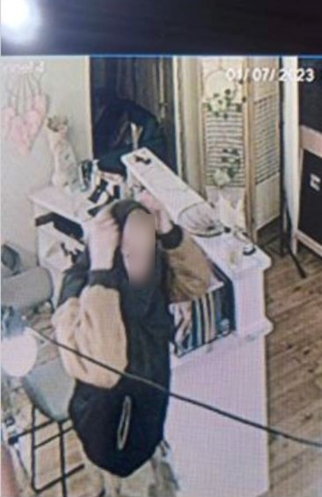 CCTV footage of an alleged break-in at Serendipity Aesthetics salon.