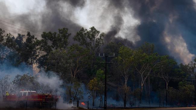 Fire crews battle a blaze in the rural area. Picture: Che Chorley