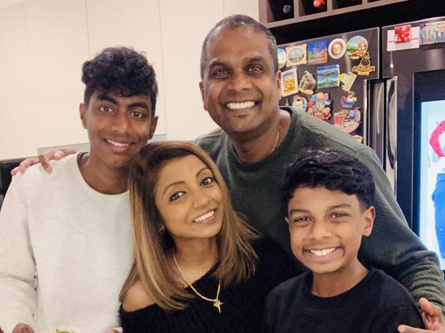 Sashi Cheliah, with wife Rabicca and sons Ryan and Marcus. Picture: Supplied.