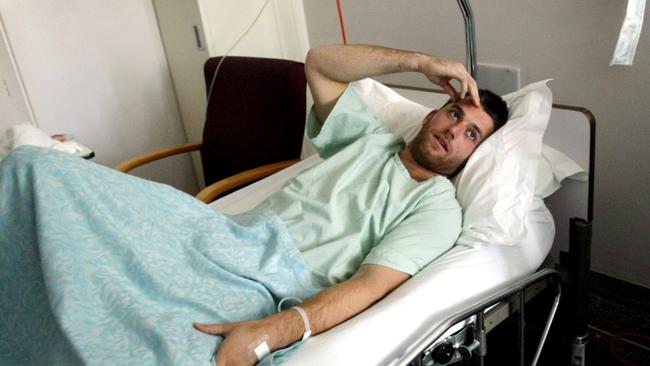 Reece Williams in hospital following the incident in 2009.