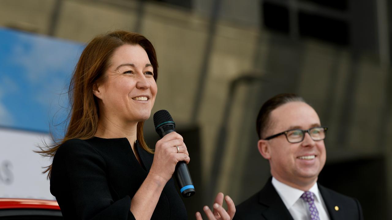 Qantas Loyalty CEO Olivia Wirth and outgoing Qantas CEO Alan Joyce.