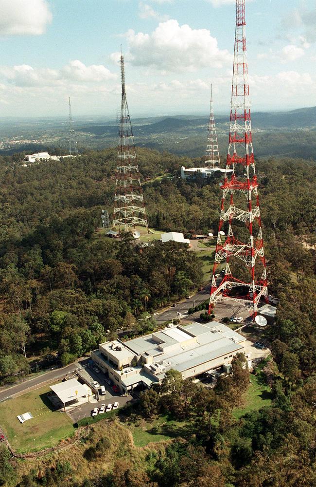 Mt Coot-tha in the late ’90s with the Network Ten studios in the foreground