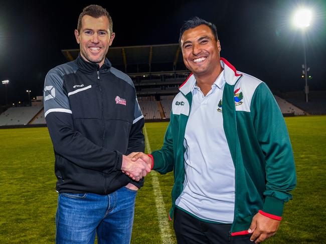 Macarthur and South West Sydney FC ambassadors Brett Emerton, Nick Carle. Picture: AAP