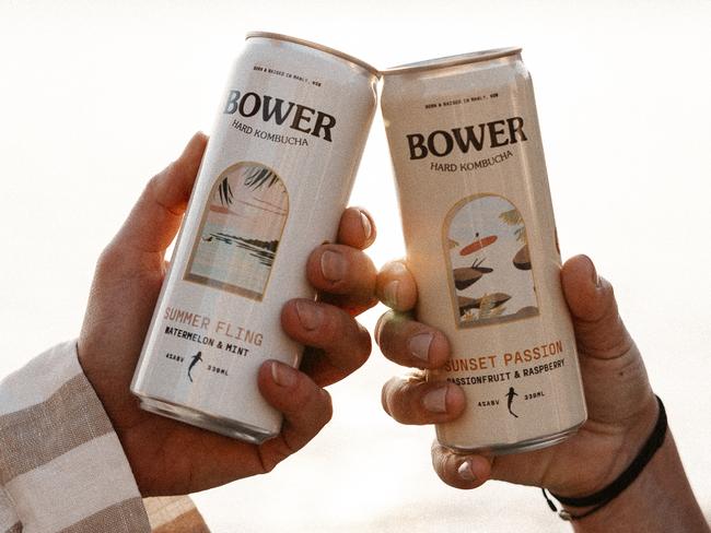 Northern beaches' entrepreneurs Emlyn Gavin and Oliver Bodniak have started their BOWER brewing business and launched an alcoholic kombucha drink called "Hard Kombucha".