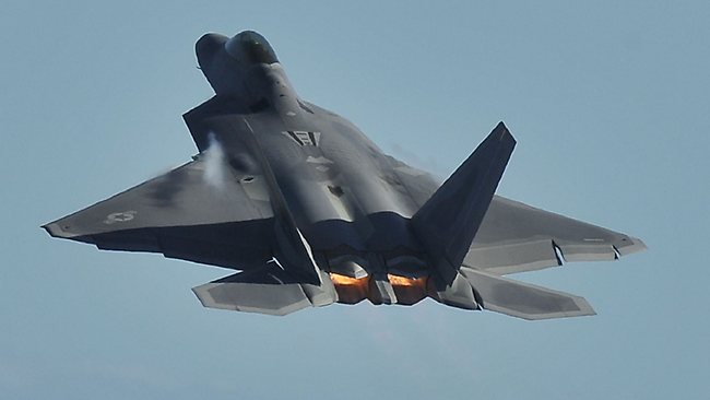 A US Air Force F-22 Raptor. Two of these stealth fighters have been stationed in South Korea.