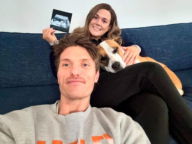 Brody Mihocek and partner Polly Frankcombe announce their baby news. Picture: Instagram