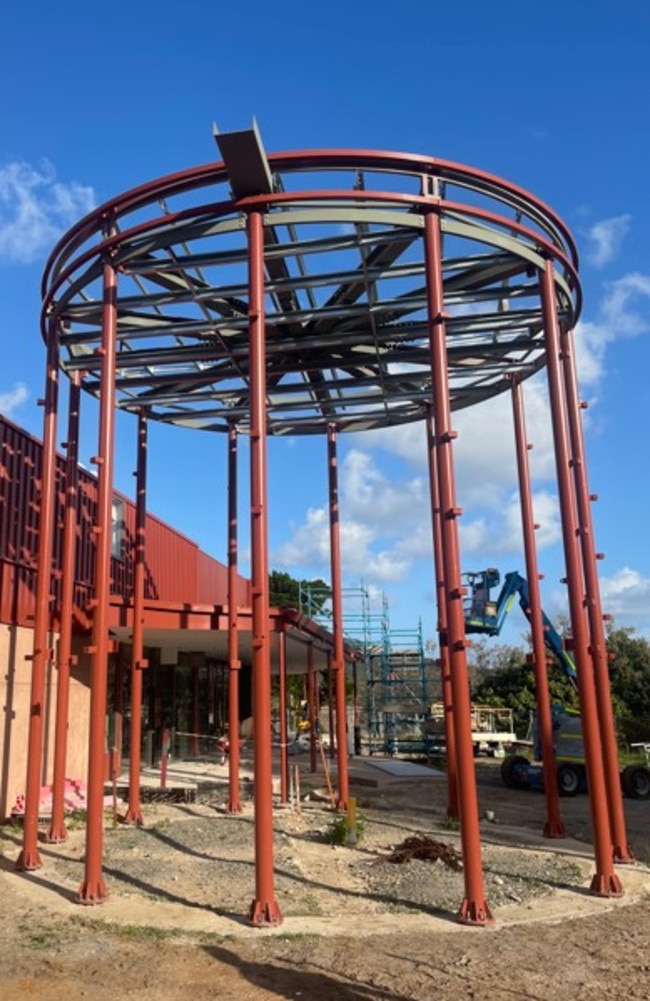 One of the structures outside the incomplete QUAMPI centre at Dunwich. Picture: Contributed