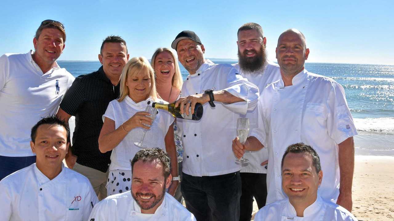 DINE IN WHITE: (Front left) Jame Wu, Shane Bailey, Ollie Carruthers, (back left) Phil Bradford, David Stielow, Susie O&#39;Neil, Amy Winters, Matt Golinski, Andrew Wilcox and Mitch Kmiecik will be part of this year&#39;s Dine in White fundraiser dinner for Kid&#39;s Foundation. Picture: Caitlin Zerafa