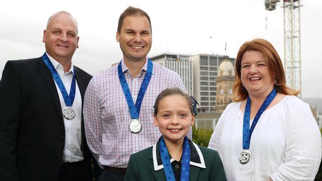 Pride of Australia Awards on level 5. Pictured is Pride of Australia winner  Harriette Rogers, 9yrs, with fellow winners Brett Partington, Steven Cameron, and Rachael Zaltron.  Picture: DYLAN COKER