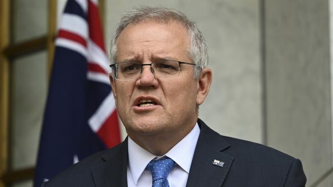 CANBERRA, AUSTRALIA - NewsWire Photos JULY 2, 2021: Prime Minister Scott Morrison holds a press conference after the National Cabinet meeting at Parliament House. Picture: NCA NewsWire / Martin Ollman