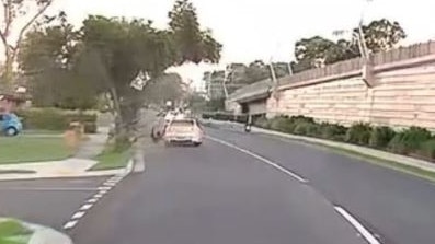 The cyclist fell onto the road, and his bike was dragged out from underneath him. Picture: Victoria Police