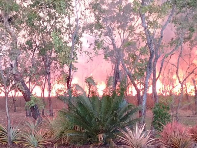 Fly Creek Resident Ben Evans had a bushfire come close to his house. Bushfires NT fireys came to his home to make sure the fire did not endanger his home. Picture: Ben Evans