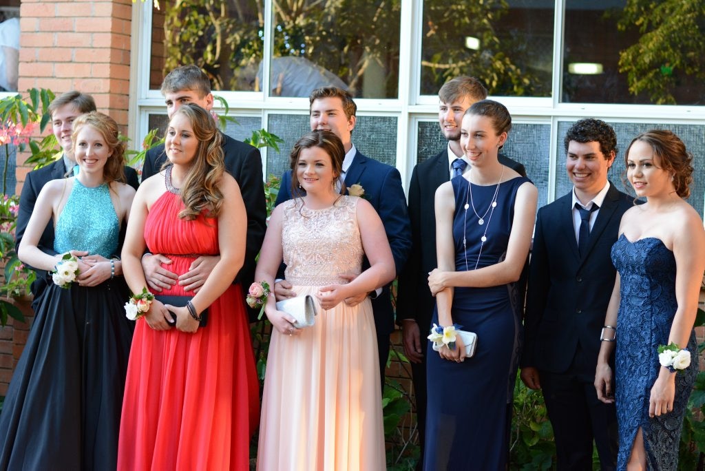 Pittsworth State High School formal 2015 Back - Samuel Johnson, Dean Puschmann, Sam Overlack, Nicholas Ferdinand, Riley Prentice. Front - Hayleigh Mann, Belinda Weber, Georgia Morris, Jodie Thompson. Picture: Photo Contributed